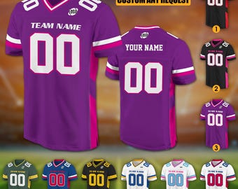 Personalized Team Name Number Football Jersey Shirt For Adult Kid, Custom Football Jersey, Man Short Sleeves V-neck Mesh Jersey High School