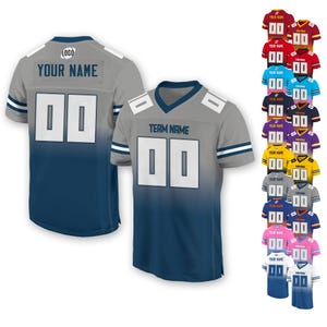 Personalized Team Name & Number Football Jersey For Adult Youth, Custom Front Back Football V-neck Jersey mesh polyester, Fashionable Tee
