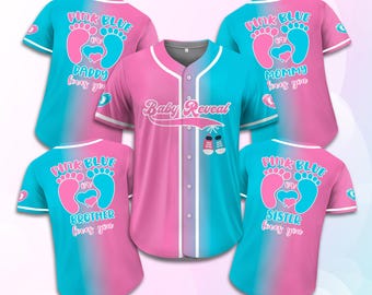 Personalized Gradient Baby Reveal Baseball Jersey for Adult Kid, Custom Gender Reveal Jersey, Reveal Party Jersey, Family Matching Outfits