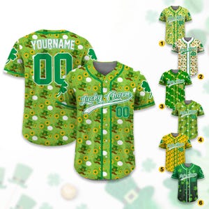 Personalized Name St Patrick&#39;s Day Baseball Jersey for Adult Kid, Party Gift for Fans, Custom Color Shamrock Jersey St. Patrick&#39;s Day Outfit