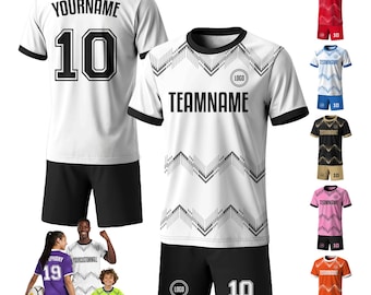 Personalized Jersey with Team Name Logo Number, Custom Soccer Jersey for Men Women Youth Kid, Black White Jersey Sport Team uniform