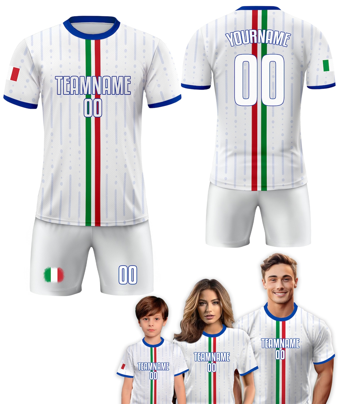 Maglia Italia Personalizzata Con Nome E Numero - Per Bambini E Adulti, 100% Poliestere, Regalo Calcio - Foto 7