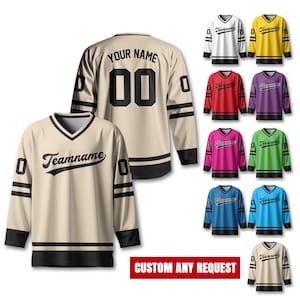 Custom Team Name Number And Logo Hockey Jersey, Personalized V-Neck Sports Hockey Jersey for Men Women Youth, Hockey Gift For Hockey Fans