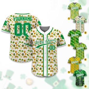 Personalized Name St Patrick&#39;s Day Baseball Jersey for Adult Kid, Party Gift for Fans, Custom Color Shamrock Jersey St. Patrick&#39;s Day Outfit