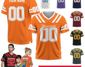 Custom Team Name Number Logo Football Mesh Jersey for Men Women Youth Kid Personalized Football fan Gift Short Sleeves V-Neck Shirt for Fan