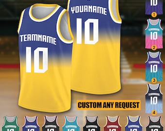 Personalized Gradient Basketball Jersey Team Name Number Jersey Shirt For Adult Kid Youth, Basketball Gifts for Dad, Game Day Jerseys