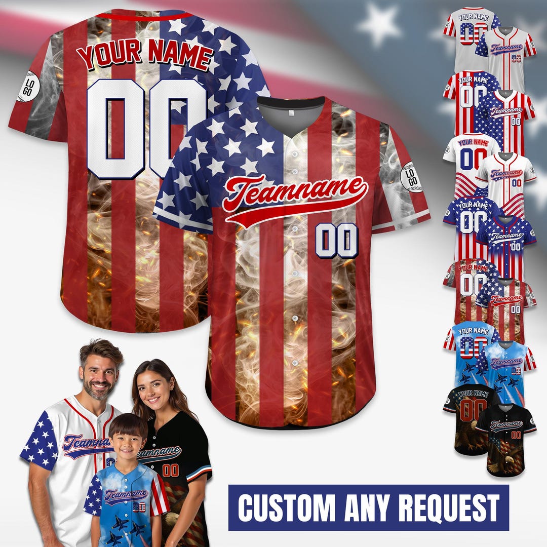 America Baseball Jersey Men's American Flag Baseball Jersey 4th Of