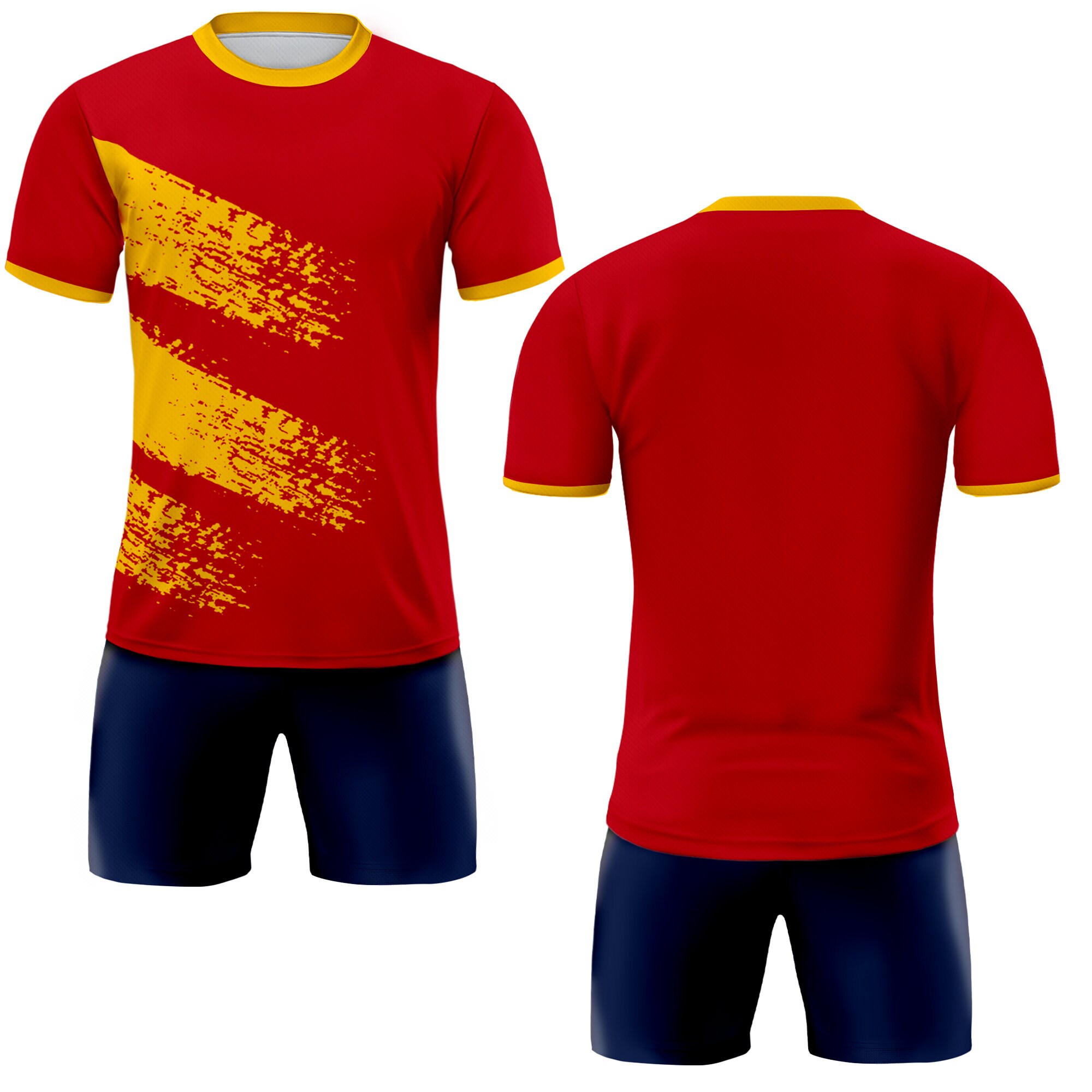 Maillot De Football Personnalisé Espagne - Pour Hommes, Femmes, Enfants, Avec Nom Et Numéro, Tissu Respirant
