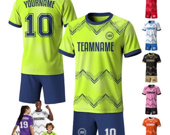 Custom Soccer Uniform Jersey for Men Women Youth Kid, Personalized Jersey with Team Name Logo Number, Green Soccer Jersey Shirts for toddler