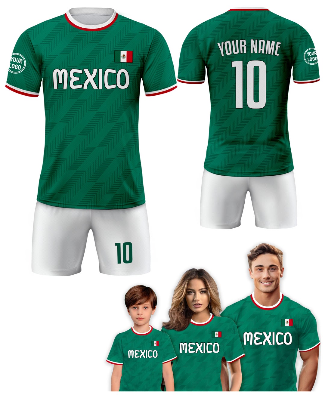 Custom Mexico Soccer Jersey for Men Women Youth Kid Uniform Shirt for