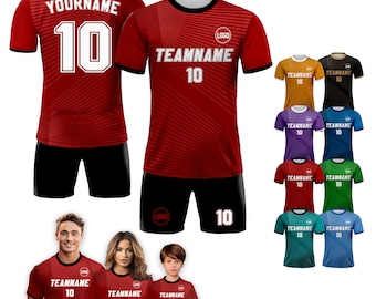 Custom Soccer Jersey for Men Women Youth Kid Team Uniform, Personalized Jersey with Team Name Number, Red Soccer Jersey Sublimation