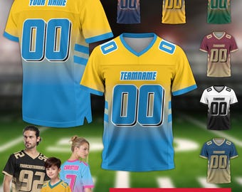 Camiseta de fútbol personalizada para hombres, mujeres, jóvenes y niños. Regalo personalizado para fanáticos del fútbol con nombre del equipo, número y logotipo. Camiseta de manga corta con cuello en V.