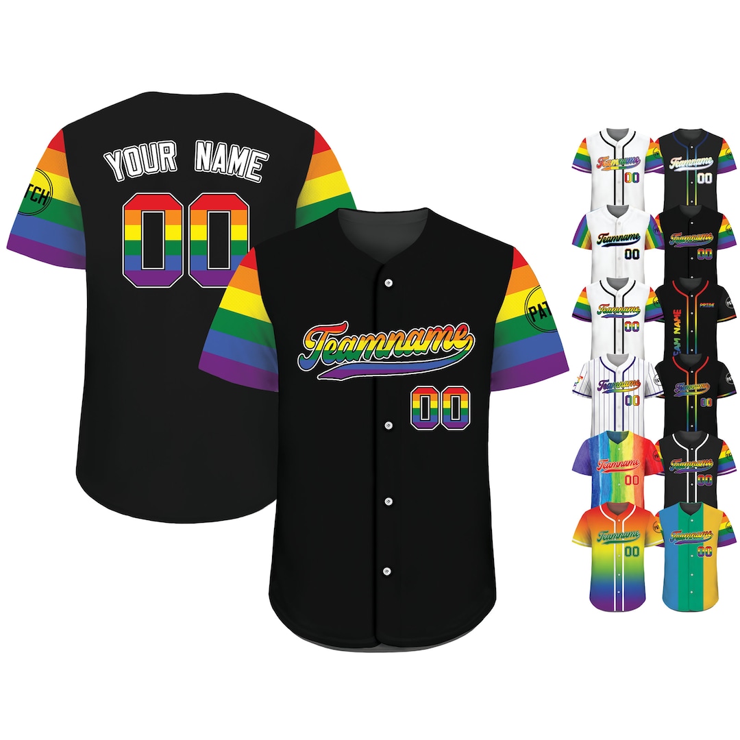 Custom LGBTQ Pride Month Baseball Jersey With Teamname Name Number