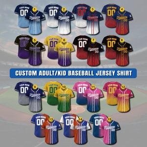 Personalized Team Name Number Baseball Jersey For Adult Kid Gradient, Custom Name Baseball Team Jersey Uniform For Baseball Fans Lovers