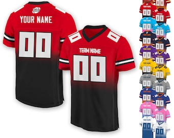 Camiseta de fútbol personalizada con nombre y número de equipo para adultos, jóvenes y preescolares. Camiseta de fútbol personalizada para aficionados al fútbol americano.