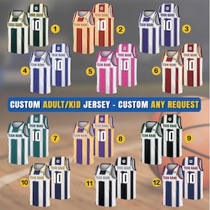 Personalisiertes Team Name & Nummer Logo Basketball Jersey für Erwachsene Kinder, kundenspezifisches Basketball Jersey für Fanliebhaberspieler, Basketballteam