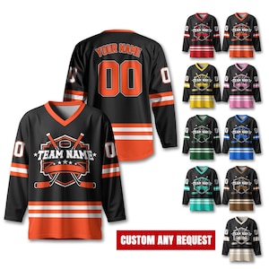 Benutzerdefinierte Hockey Jersey für Unisex Erwachsene, personalisierte Name Nummer Hockey Jersey Shirt, Hockey Jersey Sport Team Uniform für Fans Jersey Geschenk
