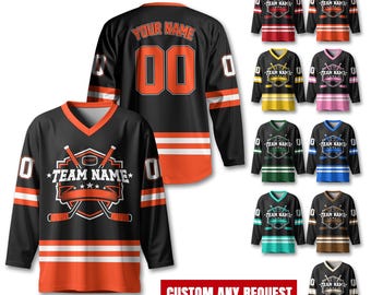 Custom Hockey Jersey For Unisex Adult, Personalized Name Number Hockey Jersey Shirt, Hockey Jersey Sport Team Uniform for Fans Jersey Gift