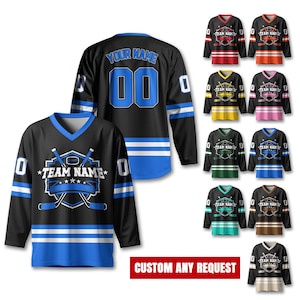 Benutzerdefinierte Hockey Jersey für Unisex Erwachsene, personalisierte Name Nummer Hockey Jersey Shirt, Hockey Jersey Sport Team Uniform für Fans Jersey Geschenk