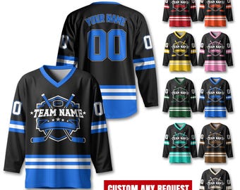 Custom Hockey Jersey For Unisex Adult, Personalized Name Number Hockey Jersey Shirt, Hockey Jersey Sport Team Uniform for Fans Jersey Gift