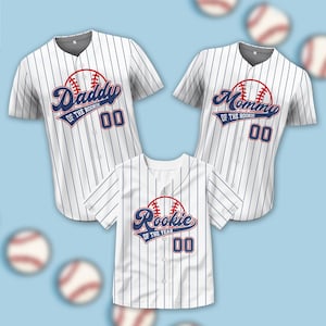Personalized Daddy Mommy Of The Rookie Baseball Jersey, Custom Name Number Rookie Family Matching Shirt, Rookie Of The Year Birthday Boy