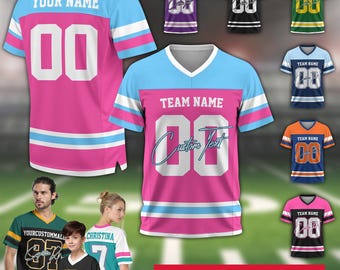 Camiseta de fútbol personalizada con nombre y número para adultos y niños, uniforme de equipo personalizado, camiseta de fanático del fútbol, camiseta con cuello en V, regalos, camiseta a juego para la familia