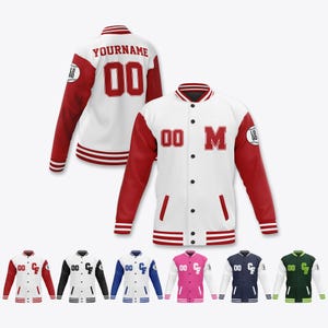 Jaqueta Varsity com iniciais e nome personalizados, jaqueta de beisebol personalizada para adultos, jovens, crianças, estilo universitário, estilo beisebol, Letterman College