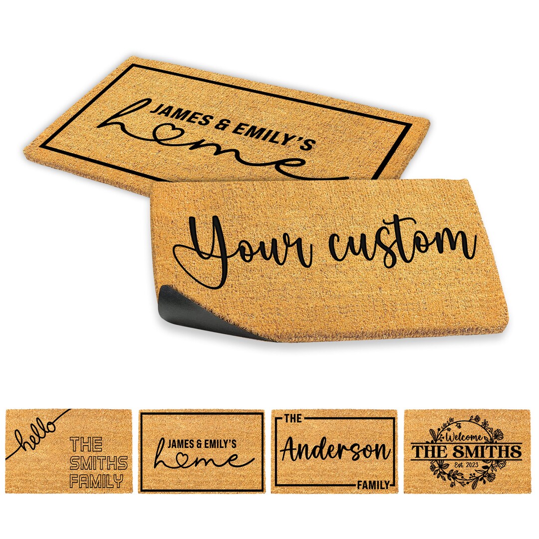 Custom Family Name Mat, Personalized Coir Coconut Door Mat