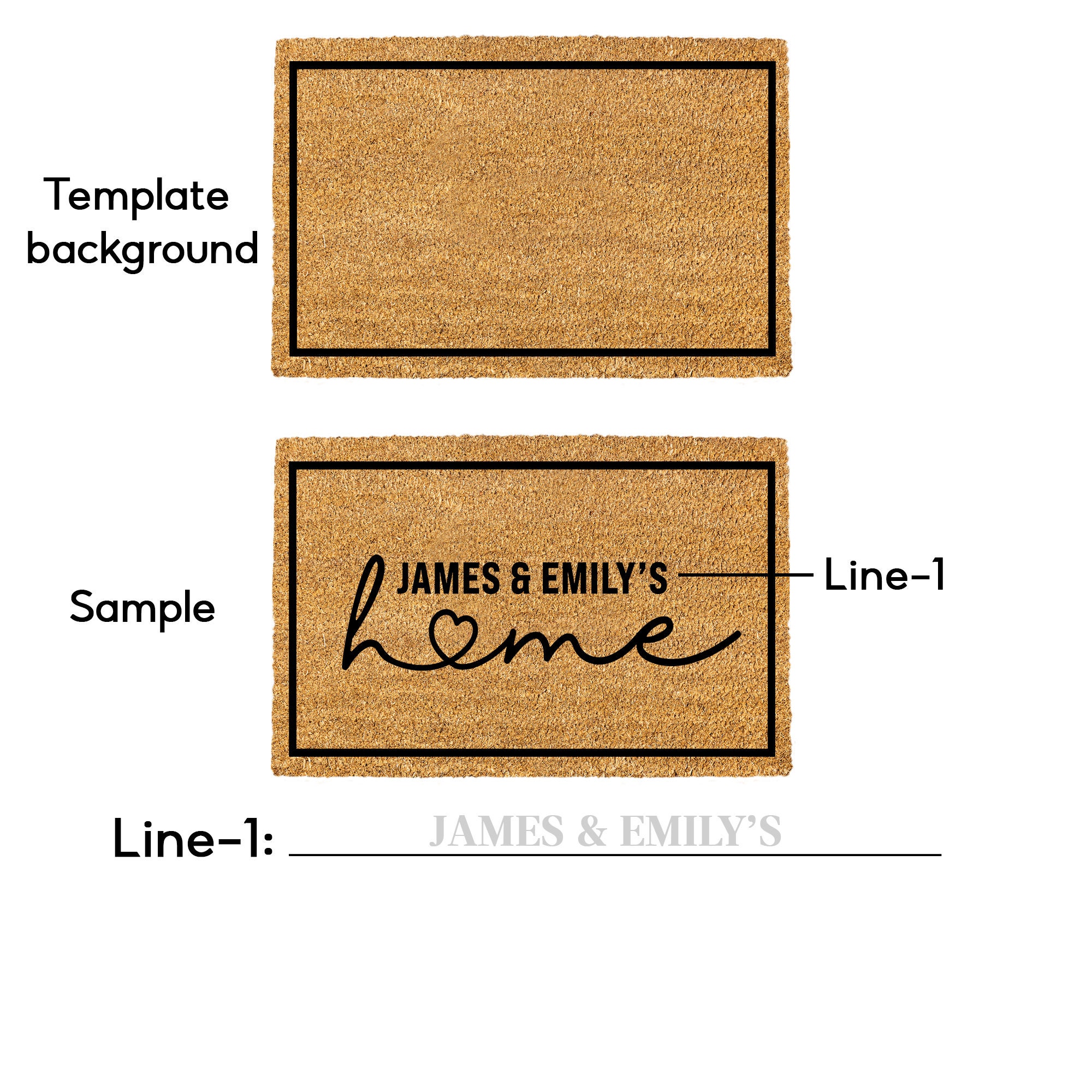 Custom Family Name Mat, Personalized Coir Coconut Door Mat