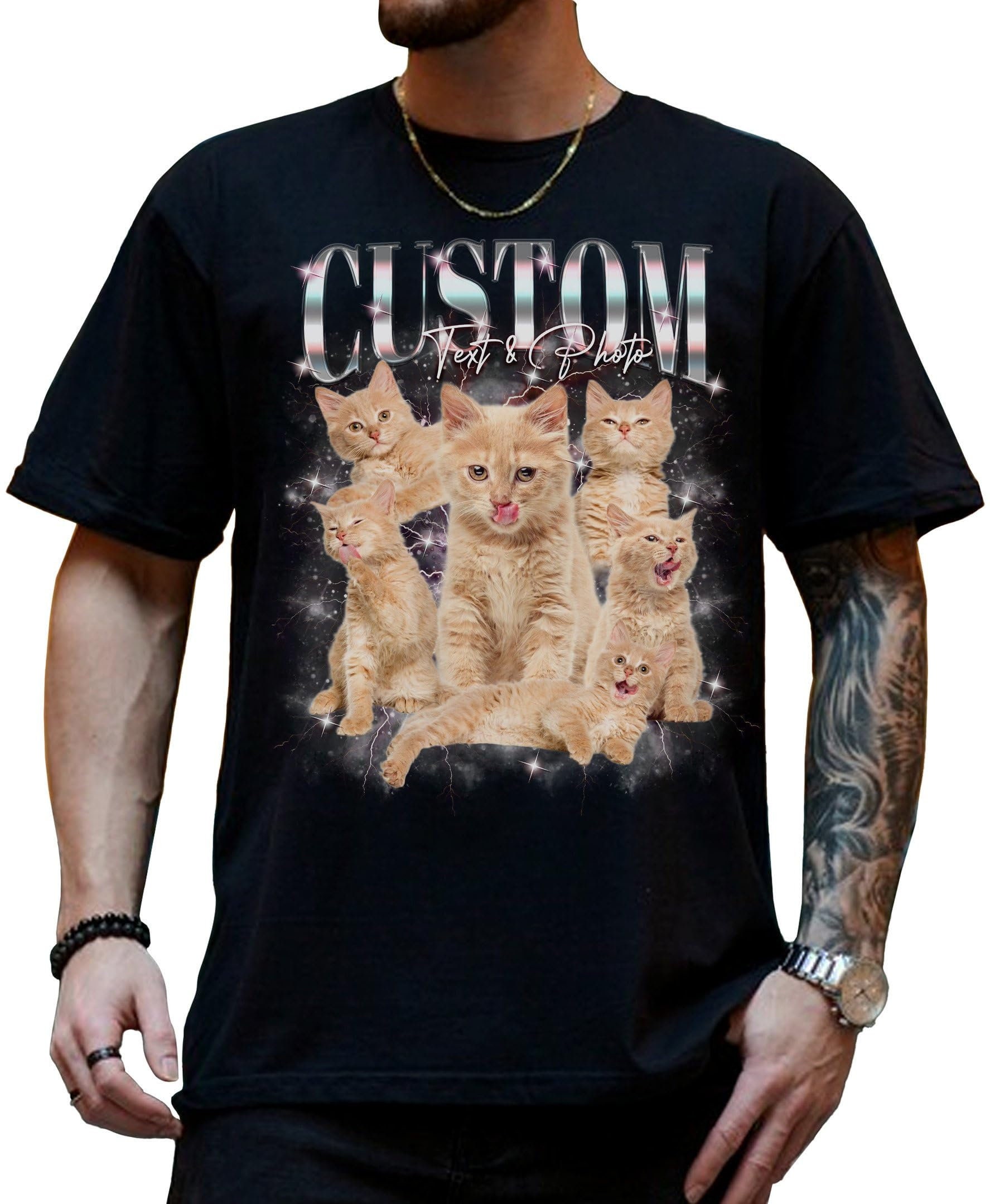 Custom Cat Face Shirt, Custom Your Pet Photo Vintage Graphic