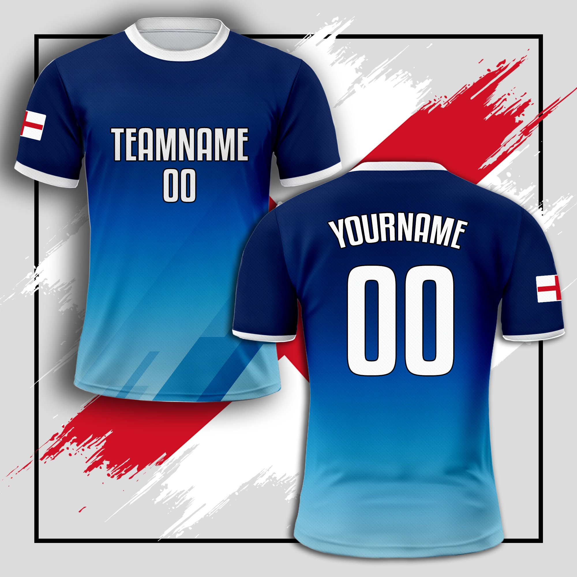 T-Shirt Inghilterra Personalizzata Per Uomo - Maglia Da Calcio Con Nome E Numero - Cotone 100% - Taglia Classica
