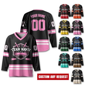 Custom Unisex Hockey Jersey, Custom Team Name Number And Logo, Personalized V-Neck Sports Hockey Jersey for Men Women, Gift For Hockey Fans
