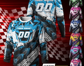 Personalized Motocross Jersey for Adult Youth, Dirt Bike Long Sleeve Shirt, Custom Name Number Motocross Rider Gift, Racing Team Shirt