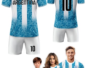 Custom Argentina Soccer Jersey for Men Women Youth Kid Uniform Shirt for Fans Player Personalized Name Number Logo National Soccer Jersey