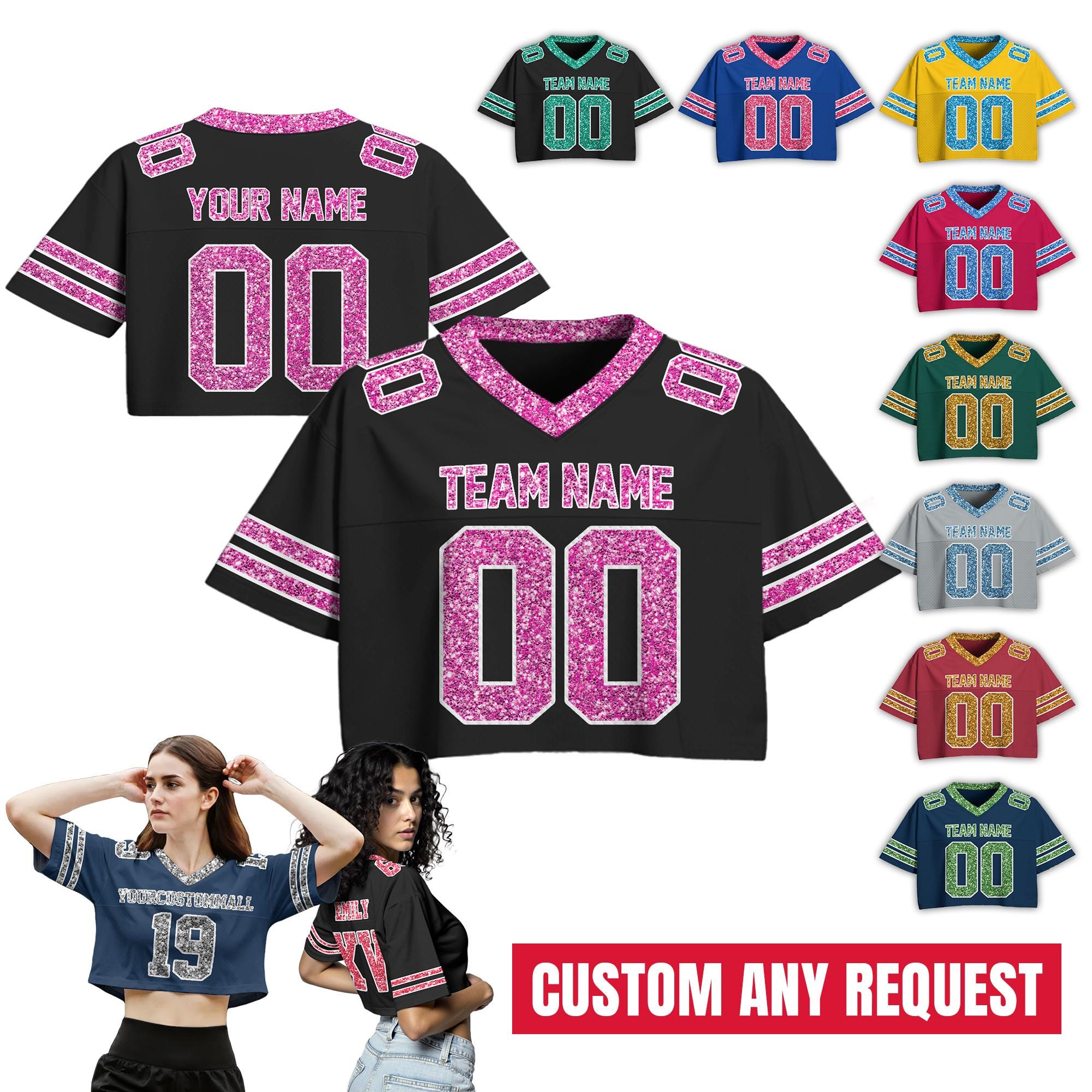 Personalize Black Pink Shirt Crop Top for Women & Girls, Custom
