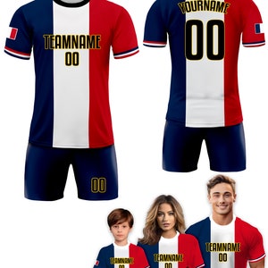 Benutzerdefinierte Frankreich Fußball Trikot für Männer Frauen Jugend Kind Uniform Shirt für Fans Spieler Personalisierte Name Anzahl Logo Nationalmannschaft Fußball Trikot