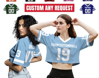 Custom Team Name Number Logo Women's Croptop Football Jersey Cheerleading Uniform, Custom Crop top for Women Hip Hop Streetwear Top Style