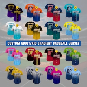 Custom Gradient Baseball Jersey, Custom Team Name Number Logo Shirt, Personalized Baseball Jersey For Adult Kid, Gradient Baseball Uniform