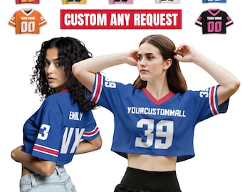 Camiseta de fútbol personalizada para mujer y niña, con nombre, número y logotipo del equipo, camiseta de concierto, camiseta de animadora, ropa deportiva urbana para mujer.