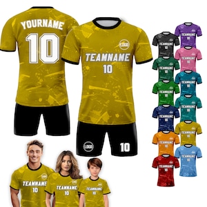 Custom Soccer Jersey for Men Women Youth Kid Team Uniform, Personalized Jersey with Team Name Number, Yellow Soccer Jersey Sublimation