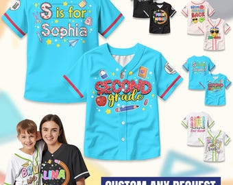 Personalized Teacher Baseball Jersey, Custom Name Number Jersey, First Grade Teacher Shirt, Back To School Gift, Teacher Team Game Day Tee