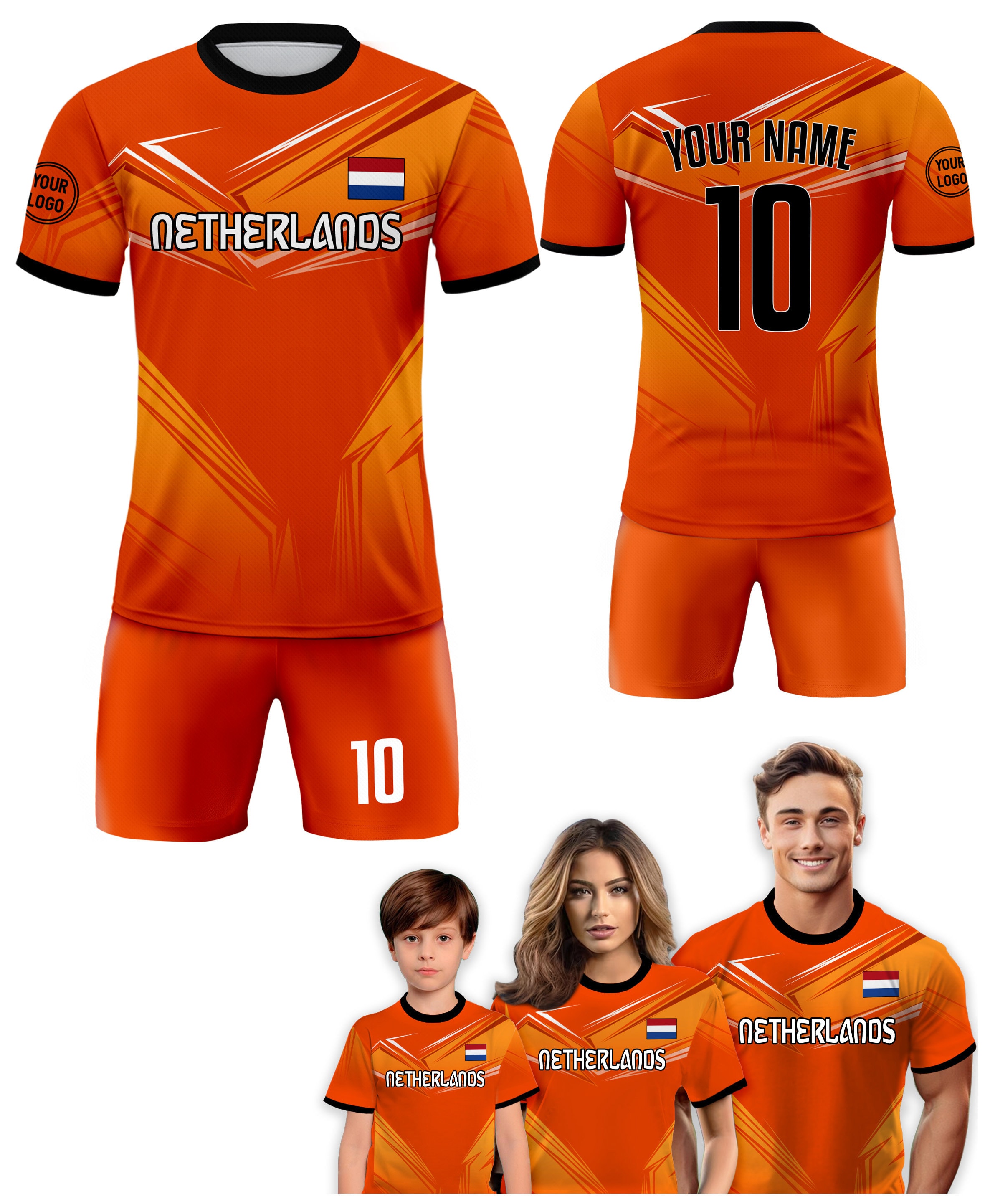 Custom Netherlands Soccer Jersey for Men Women Youth Kid Uniform