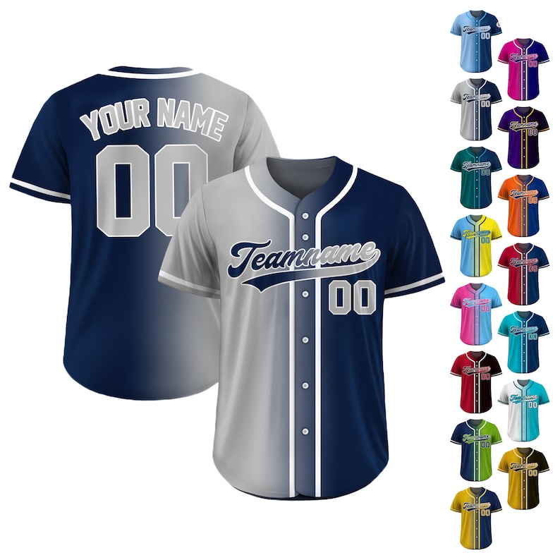 Custom Baseball Jersey Gradient With Teamname Name Number, Custom ...