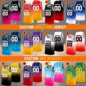Personalized Gradient Basketball Jersey Team Name Number Logo For Adult Kid Youth, Ideal Gift For Basketball Lovers, Basketball Tank Top