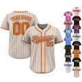Custom Team Name Number Baseball Jersey Pinstripe, Custom Baseball Jersey for Men Women Youth Kid, Personalized Pinstripe Jersey Sand Orange product logo
