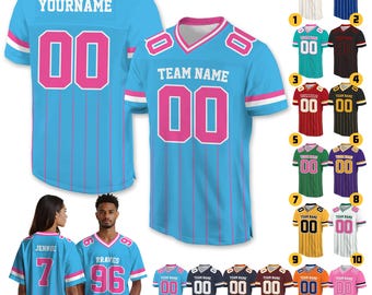 Camiseta de fútbol americano personalizada para hombres, mujeres y jóvenes en edad preescolar, camiseta con nombre y número personalizados para fanáticos del fútbol, uniforme deportivo.