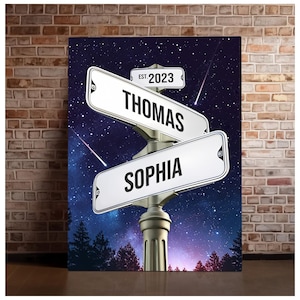 Personalized Vintage Street Sign Canvas, Gift for Anniversaries Weddings, Custom Name Sign, Personalized Gift for Her for him, Ready To Hang