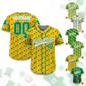Personalized Name St Patrick&#39;s Day Baseball Jersey for Adult Kid, Custom Color Shamrock Jersey St. Patrick&#39;s Day Outfit Party Gift for Fans