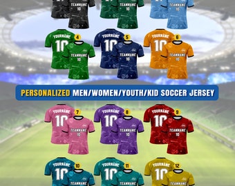 Custom Soccer Jersey for Men Women Youth Kid Team Uniform, Personalized Jersey with Team Name Number, Customized Soccer Jersey Sublimation