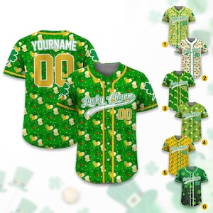 Personalized Name St Patrick&#39;s Day Baseball Jersey for Adult Kid, Custom Color Shamrock Jersey, Party Gift for Fans St. Patrick&#39;s Day Outfit